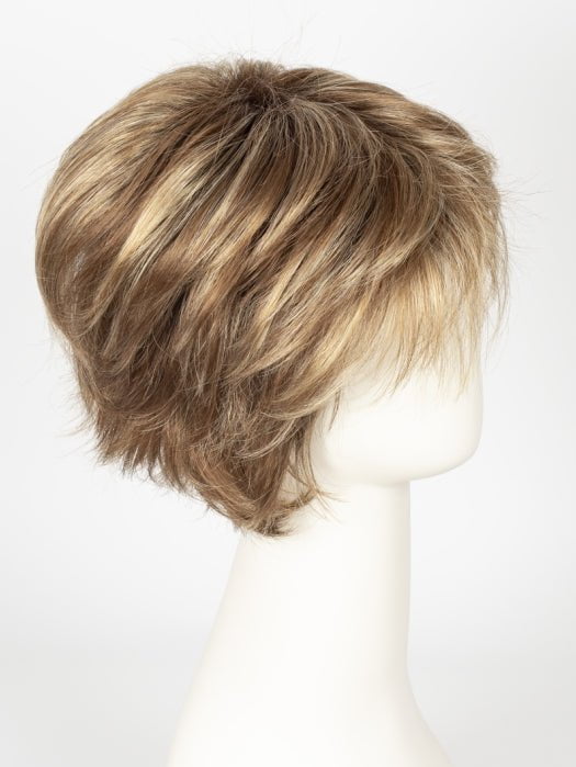 MAPLE-SUGAR-R | Light-Medium Brown Base with Warm Medium Blonde Highlights and Dark Brown Roots