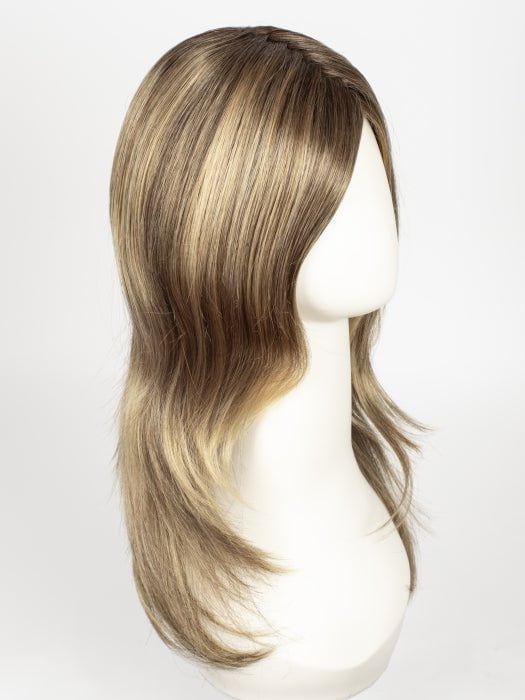 24BT18S8 SHADED MOCHA | Medium Natural Ash Blonde & Light Natural Gold Blonde Blend, Shaded with Medium Brown