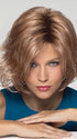 A beautiful chin-length, layered and voluminous synthetic wig