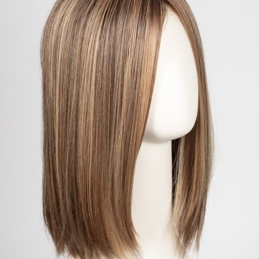 LIGHT-BERNSTEIN-ROOTED 20.27.12 | Light Auburn, Light Honey Blonde, and Light Reddish Brown blend and Dark Roots