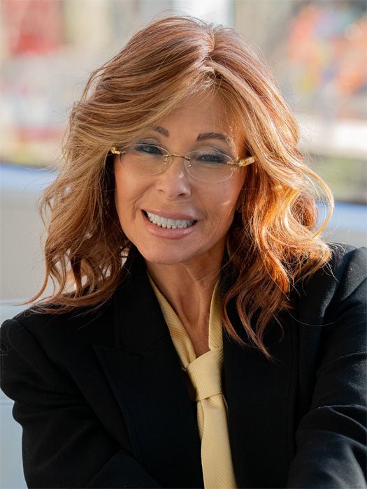 Amy Gibson wearing EDITOR'S PICK by Raquel Welch in color RL31/29 FIERY COPPER
