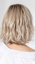 Model is wearing ESPRIT SOFT SMALL by ELLEN WILLE in color PEARL BLONDE ROOTED | Pearl Platinum and Lightest Ash Blonde with Medium Ash Blonde Blend and Shaded Roots