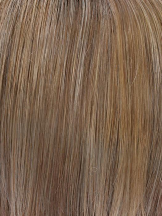 RH12/26RT4 | Light Brown with Chunky Golden Blonde Highlights & Dark Brown Roots