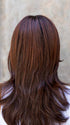 VOICE by ELLEN WILLE in AUBURN ROOTED 33.130.4 | Dark Auburn, Deep Copper Brown, and Darkest Brown Blend with Shaded Roots