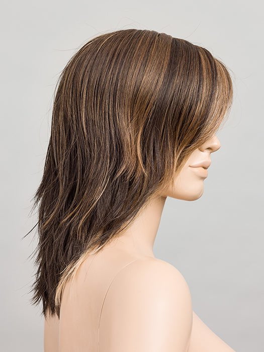 COFFEE BROWN LIGHTED | Dark Brown and Medium Warm Brown with Medium Blonde Blends with Highlights Throughout and Concentrated in the Front