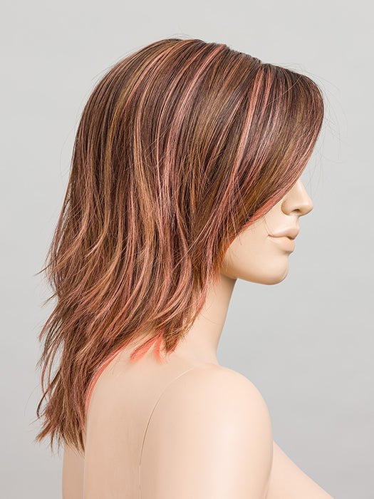 ROSEWOOD LIGHTED | Medium Brown, Caramel, and Rose Gold blend with Highlights Throughout and Concentrated in the Front