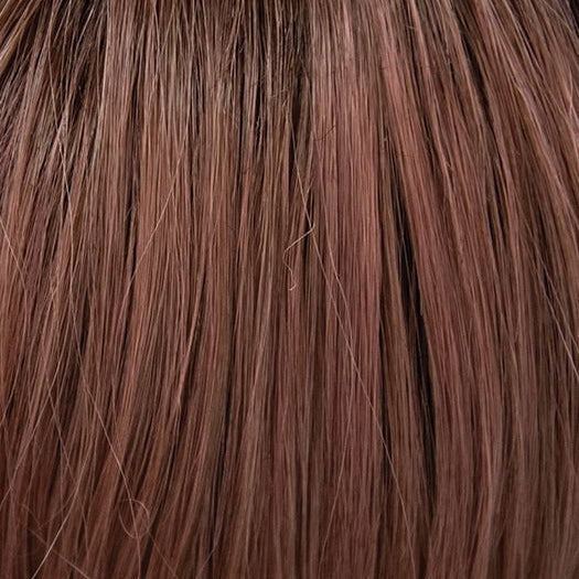 DUSTY-ROSE | Medium Coral Red Base with Dark Brown Roots
