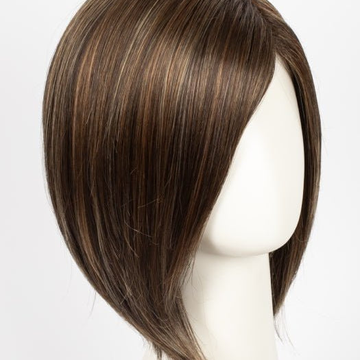 ALMOND ROCKA R | Rooted Dark Golden Brown base color with Strawberry Blonde and Bright Cooper evenly blended highlights