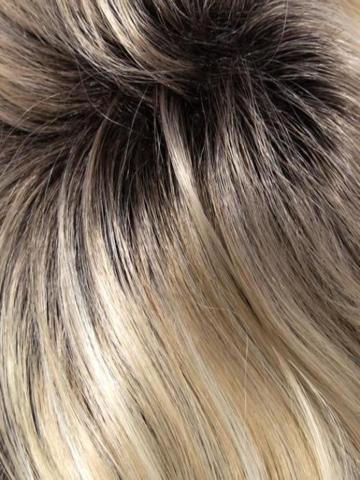 22-1001-R8 | Rooted Chestnut Brown with Ash Blonde base blended with Platinum Blonde highlights