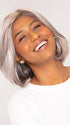 Sophia in KYLA by JON RENAU in color 56F51 OYSTER | Light Grey with 20% Medium Brown Front, graduating to Grey with 30% Medium Brown Nape
