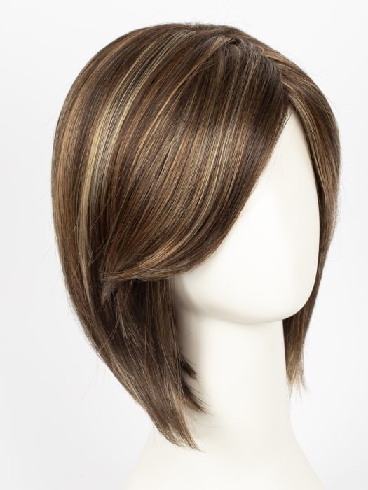 ALMOND ROCKA R | Rooted Dark Golden Brown base color with Strawberry Blonde and Bright Cooper evenly blended highlights