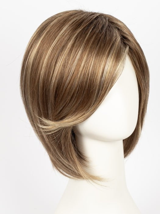 MAPLE-SUGAR-R | Light-Medium Brown Base with Warm Medium Blonde Highlights and Dark Brown Roots