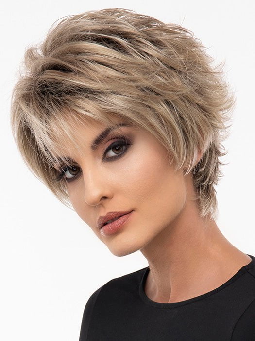 MICKI by Envy in CHAMPAGNE-SHADOW | Soft Dark Blonde with Platinum Highlights and Chestnut Roots