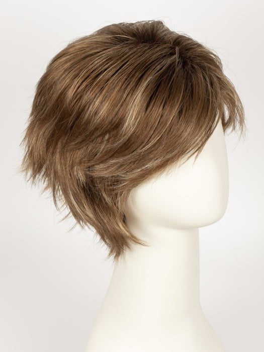 MAPLE-SUGAR-R | Light-Medium Brown Base with Warm Medium Blonde Highlights and Dark Brown Roots