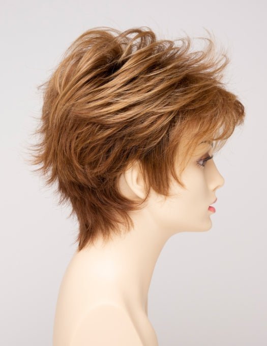 GOLDEN NUTMEG | Medium Brown roots with overall Warm Cinnamon base and Golden Blonde highlights