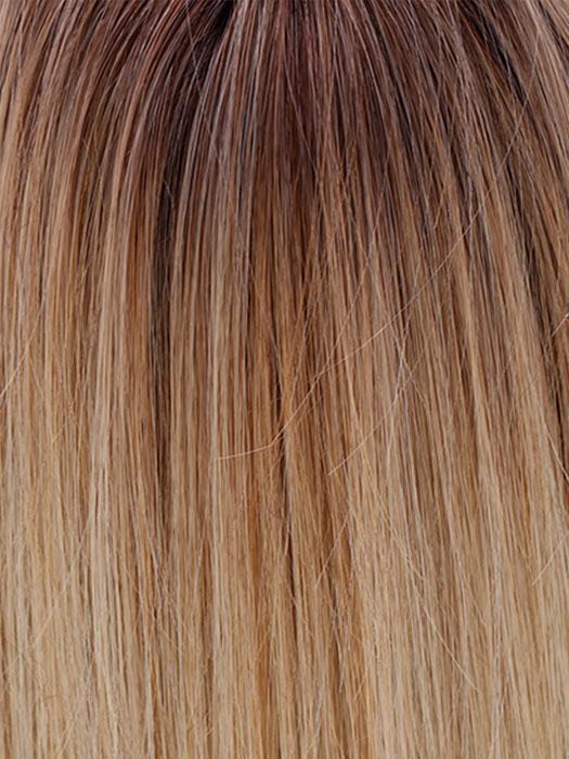 HONEY WITH CHAI LATTE | Light Golden Brown with Pale Golden Blonde & Medium Golden Blonde Highlights on Top, Medium Brown Roots