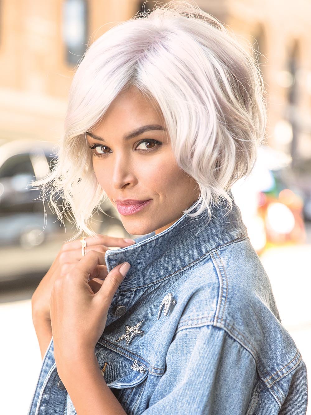 RAE by RENE OF PARIS in PASTEL-PINK | Cool Silver Blonde Front and Base with Subtle Whisper Pink Highlights PPC MAIN IMAGE FB MAIN IMAGE