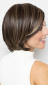 Model is wearing MEADOW by HENRY MARGU in color 626H | Dark Brown with Golden Blonde Highlights