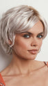 Model is wearing ASHA by RENE OF PARIS in GHOST BLOND R | Rooted Pearl Cream Blond with Platinum Undertones