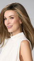 Model is wearing BELINDA HAND TIED by ENVY in color HONEY BREEZE | A blend of Cool, Honey Blonde and Multi-Dimensional Medium Brown with Darker Brown Roots