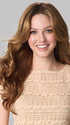Model is wearing BRIANNA HAND TIED by ENVY in color GOLDEN NUTMEG | Medium Brown roots with overall Warm Cinnamon base and Golden Blonde Highlights