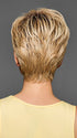 Model is wearing BOSS ENERGY by GABOR in color GF14-88SS GOLDEN WHEAT | Dark Blonde evenly Blended with Pale Blonde Highlights and Dark Roots