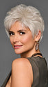 Model is wearing BOSS ENERGY by GABOR in color GF56-60 SUGARED SILVER | Lightest Gray Evenly Blended with Pure White
