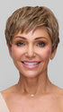 Model is wearing IRIS by JON RENAU in color 10RH16 CAFFE MOCHA | Light Brown with 33% Light Natural Blonde Highlights