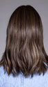 Model is wearing LYON by BELLETRESS in color DARK BROWN HL | A Blend of Dark Brown, Strawberry Light Auburn and Soft Chunky Medium and Dark Blonde Highlights