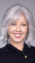 Model is wearing NAPLES by BELLETRESS in color OYSTER GRAY | A mixture of Lightest Gray and a hint of White