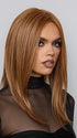 Model is wearing SLOAN by RENE OF PARIS in color CARAMEL COPPER | One‑tone Caramel Copper shade enhanced with ultra‑fine Cream Blonde highlights