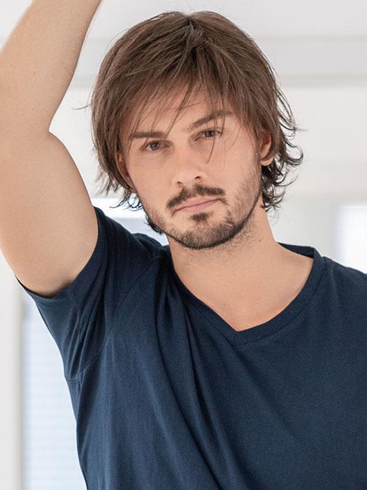 With a monofilament part, this long layered style will look like it's growing right out of the scalp