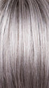 SILVER-STONE-R | Silver Medium Brown Blend that transitions to more Silver then Medium Brown then to Silver Bangs with Black Roots