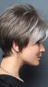 SANDY SILVER | Silver Medium Brown blend that transitions to more Silver then Medium Brown then to Silver Bangs