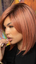 SILKY SLEEK by Rene of Paris in DUSTY-ROSE | Medium Coral Red Base with Dark Brown Roots