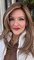 Marcie @wig.obsessed wearing SIZZLE by TRESSALLURE in color 17/23/R8 | Beige Blonde and Auburn Blended with Medium Brown Roots
