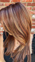 Jen @being_mrs_brown wearing SIZZLE by TRESSALLURE in color 33/32/R4 | Dark Auburn Blended with Dark Brown and Dark Roots
