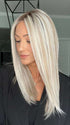Jenna @jenna_fail wearing SLEEK by ELLEN WILLE in color PEARL BLONDE ROOTED 101.20.25 | Pearl Platinum Blended with Light Strawberry Blonde and Lightest Golden Blonde with Shaded Roots