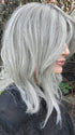 Natalie Gray @vanish.into.thin.hair wearing SOPHIA by RENE OF PARIS in color SILVER-BROWN-MR | Micro Root that transcends into Silver, Grey and Honey Brown Tones