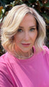 Eileen @crazywiglady is wearing VICTORIA by BELLE TRESS in color BUTTERBEER R | Dark Brown Base and Root that transitions smoothly into a buttery blonde, infused with creamy honey and toffee tones
