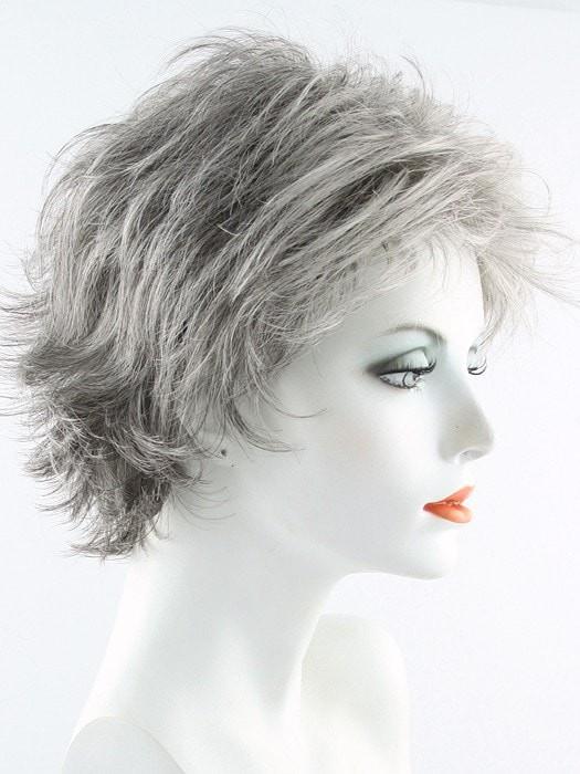 92 Dark Brown Blended with 90% Grey on top, gradually darkening 50% Grey tips